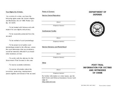 DD Form 2703, Post-Trial Information for Victims and Witnesses of Crime, May 2004
