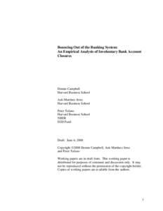 Bouncing Out of the Banking System: An Empirical Analysis of Involuntary Bank Account Closures