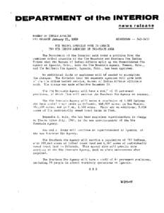 DEPARTMENT 01 the INTERIOR news release BUREAU OF INDIAN AFFAIRS FOR RELEASE January 21, 1969  HENDERSON[removed]