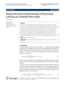 Power functions and essentials of fractional calculus on isolated time scales