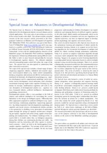 PALADYN Journal of Behavioral Robotics  Editorial Special Issue on Advances in Developmental Robotics The Special Issue on Advances in Developmental Robotics is