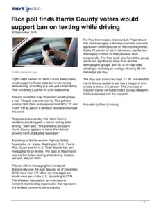 Rice poll finds Harris County voters would support ban on texting while driving