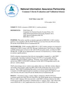 National Information Assurance Partnership ® Common Criteria Evaluation and Validation Scheme  T