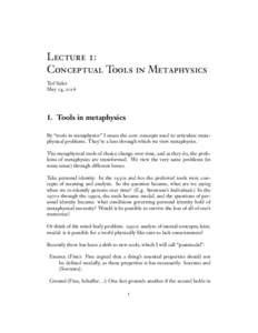 Lecture 1: Conceptual Tools in Metaphysics Ted Sider May 14, Tools in metaphysics