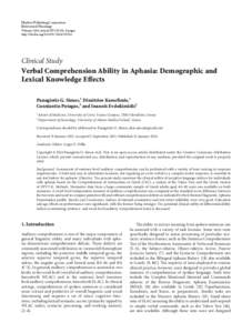 Verbal Comprehension Ability in Aphasia: Demographic and Lexical Knowledge Effects