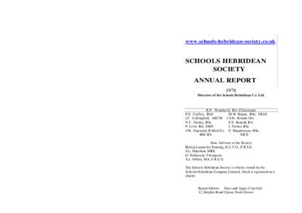 www.schools-hebridean-society.co.uk  SCHOOLS HEBRIDEAN SOCIETY ANNUAL REPORT 1978