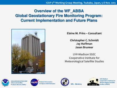 ICAP 5th Working Group Meeting, Tsukuba, Japan, 5-8 NovOverview of the WF_ABBA Global Geostationary Fire Monitoring Program: Current Implementation and Future Plans Elaine M. Prins – Consultant