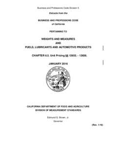 Business and Professions Code Division 5 Extracts from the BUSINESS AND PROFESSIONS CODE of California PERTAINING TO