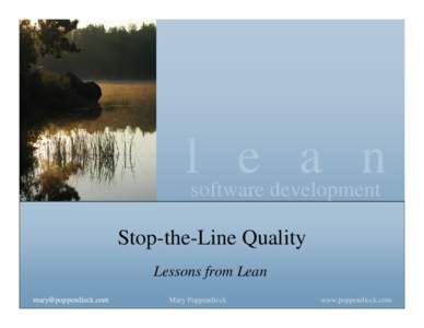 lsoftware e development a n Stop-the-Line Quality Lessons from Lean 