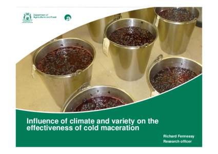 Influence of climate and variety on the effectiveness of cold maceration Richard Fennessy Research officer  Introduction