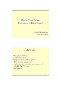 Procedural programming languages / Control flow / Exception handling / Error code / Soft error / C / Exec / ALGOL 68 / Const-correctness / Computing / Software engineering / Computer programming