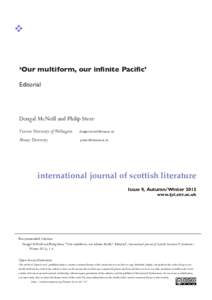 ‘Our multiform, our infinite Pacific’ Editorial Dougal McNeill and Philip Steer Victoria University of Wellington
