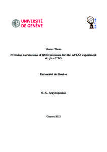 Master Thesis Precision calculations of QCD processes for the ATLAS experiment √ at s = 7 TeV  Universit´