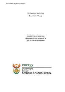 REQUEST FOR INFORMATION MAYThe Republic of South Africa Department of Energy  REQUEST FOR INFORMATION