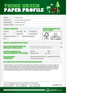 THINK Green PAPER PROFILE PRODUCT Mohawk Navajo