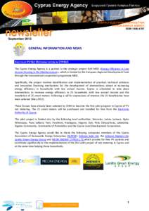 MONTHLY ELECTRONIC NEWSLETTER CYPRUS ENERGY AGENCY ISSNSeptember 2012