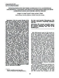 J. Phycol. 46, 1257–[removed]) ! 2010 Phycological Society of America DOI: [removed]j[removed]00909.x INVESTIGATIONS INTO SOUTHERN AUSTRALIAN ULVA (ULVOPHYCEAE, CHLOROPHYTA) TAXONOMY AND MOLECULAR PHYLOGENY INDI