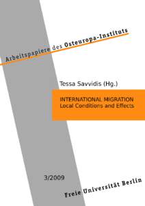 str. 1  Arbeitspapiere des Osteuropa-Instituts Tessa Savvidis (Hg.)