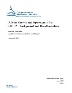 African Growth and Opportunity Act (AGOA): Background and Reauthorization