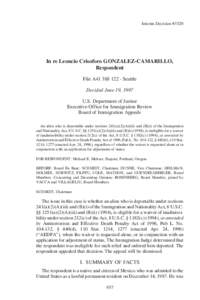 Matter of Gonzalez-Camarillo, 21 I&N Dec[removed]BIA 1997)