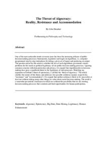 Cognitive science / Academia / Cybernetics / Science and technology / Formal sciences / Algorithm / Mathematical logic / Theoretical computer science / Big data / Machine learning / Legitimacy / Artificial intelligence