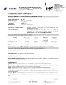 MC Ball Clay Material Safety Data Sheet