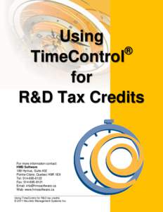 Using ® TimeControl for R&D Tax Credits