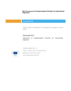D3.5 Assessment of Implementation Priorities for International Alignment OpenAIRE2020  Open Access Infrastructure for Research in Europe towards