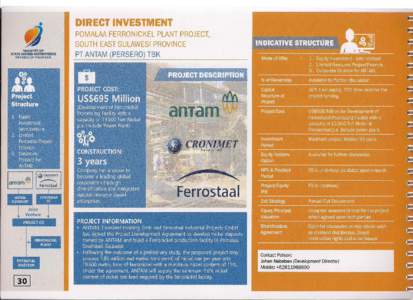DIRECT INVESTMENT MINISTRY OF STATE OWNED ENTERPRISES REPUBLIC OF INDONESIA  POMALAA FERRONICKEL PLANT PROJECT,