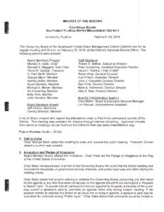 MINUTES OF THE MEETING GOVERNING BOARD SOUTHWEST FLORIDA WATER MANAGEMENT DISTRICT SARASOTA, FLORIDA  FEBRUARY