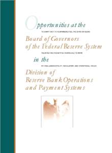 Reserve Bank Operations and Payment Systems Recruitment Brochure