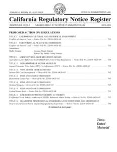 California Regulatory Notice Register 2016, Volume No. 19-Z