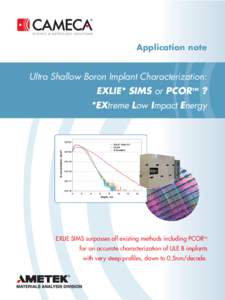 Application note  Ultra Shallow Boron Implant Characterization: EXLIE* SIMS or PCOR TM ? *EXtreme Low Impact Energy