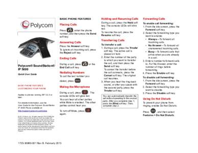 Telephony / Teleconferencing / Videotelephony / Call forwarding / Conference call / Polycom / Soft key
