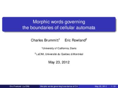 Morphic words governing the boundaries of cellular automata Charles Brummitt1 1 University 2 LaCIM,