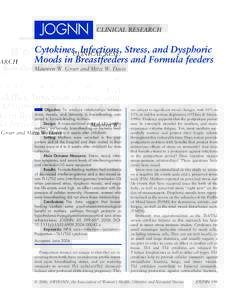 CLINICAL RESEARCH  Cytokines, Infections, Stress, and Dysphoric Moods in Breastfeeders and Formula feeders Maureen W. Groer and Mitzi W. Davis