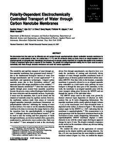 NANO LETTERS Polarity-Dependent Electrochemically Controlled Transport of Water through Carbon Nanotube Membranes