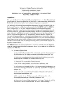 Submission 33 - Department of Sustainability, Environment, Water, Population and Communities (SEWPaC) - Mineral and Energy Resource Exploration - Public inquiry