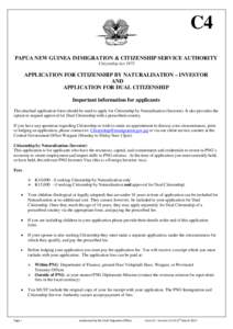 Form C4 - PNG Citizenship - Request for Citizenship by Naturalisation (Investor)