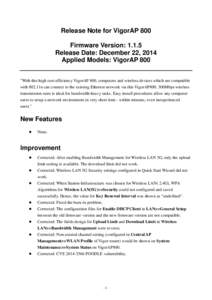 Microsoft Word - VigorAP800 V1.1.5 release note.doc