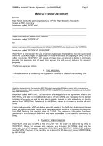GABI-Kat Material Transfer Agreement - (pv20050624v4)  Page 1 Material Transfer Agreement between