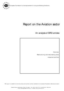 European Foundation for the Improvement of Living and Working Conditions  Report on the Aviation sector An analysis of EIRO articles  Overview
