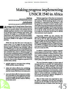 1540 COMPASS Regional Perspective  Making progress implementing UNSCR 1540 in Africa Noël Stott