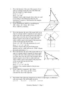 Triangle geometry / Euclidean plane geometry / Angle / Triangle / Pythagorean theorem / Parallelogram / Right triangle / Rectangle / Area / Geometry / Triangles / Quadrilaterals