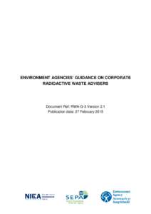 ENVIRONMENT AGENCIES’ STATEMENT ON ROLES AND RESPONSIBILITIES OF RADIOACTIVE WASTE ADVISERS