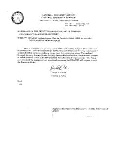 NSA/CSS Declassification Plan for Executive Order 12958, as amended