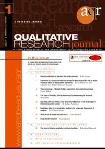 1 QUALITATIVE RESEARCH journal  official publication of the association for qualitative research