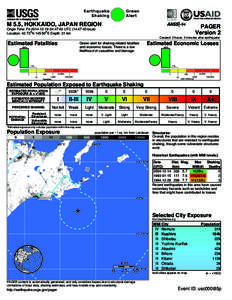 Green Alert Earthquake Shaking M 5.5, HOKKAIDO, JAPAN REGION