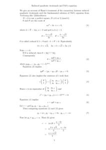 Reduced quadratic irrationals and Pell’s equation. We give an account of Hasse’s treatment of the connection between reduced quadratic irrationals and the fundamental solution of Pell’s equation from Vorlesung u ¨