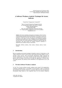 Advanced Science and Technology Letters Vol.93 (Security, Reliability and Safety 2015), pp.5-8 http://dx.doi.orgastlA Software Weakness Analysis Technique for Secure Software